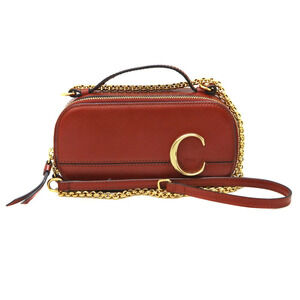 Chloe Chain Shoulder Bag Leather Brown